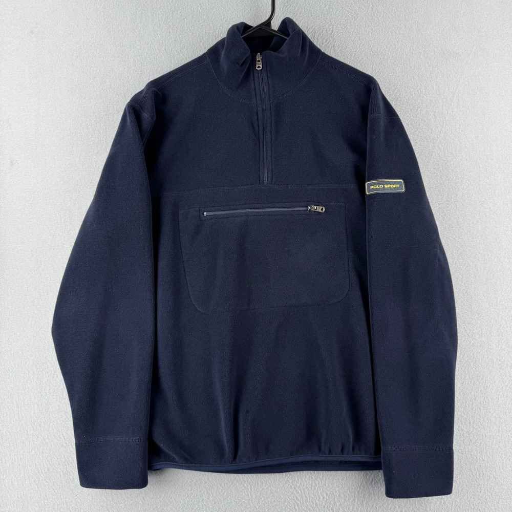 Vintage Polo Sport Ralph Lauren Sweater Mens Medium Blue Fleece Pullover Outdoor